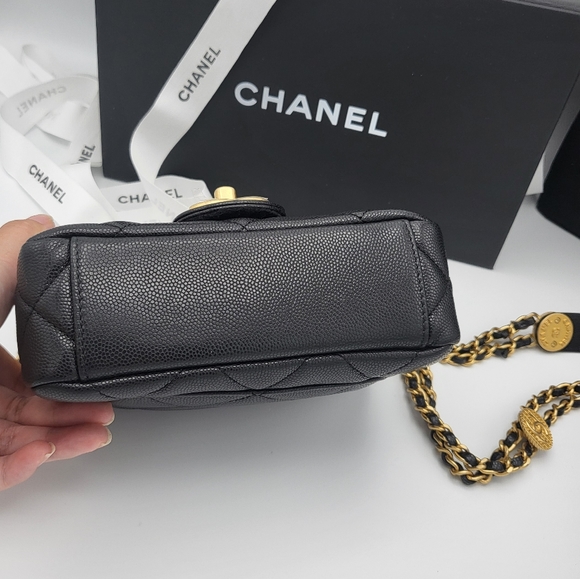 Brand new authentic 22A Chanel twist your button caviar mini flap bag - Picture 9 of 16